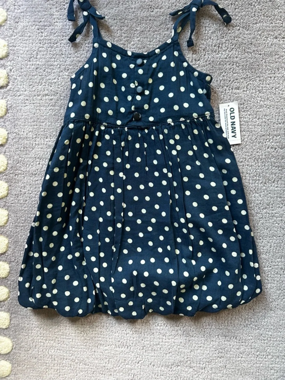 Old Navy Navy Polka Dot Tie-Strap Bubble Dress